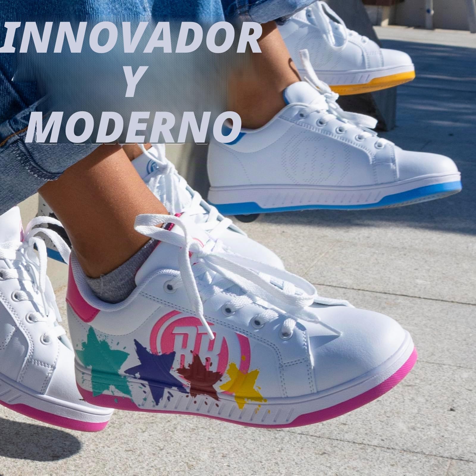 Breezy Rollers 2180373 Zapatos con Ruedas para Niñas, Zapatillas con una Rueda, Zapatillas Niñas 2 En 1 con Rueda Retráctil