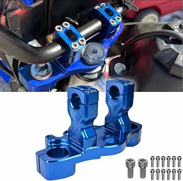 Canitu Top Clamp and Bar Mount with risers for 7/8 bars,CNC Billet 6061 Aluminum Top Triple Clamps Kit for Honda CRF110 2013-2023 for CRF125F 2019-2023Blue