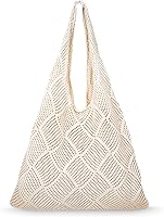 Babelshar Crochet Beach Tote Bag for Women - Spacious Summer Vacation Knit Hobo Purse Mesh Woven Travel Bag