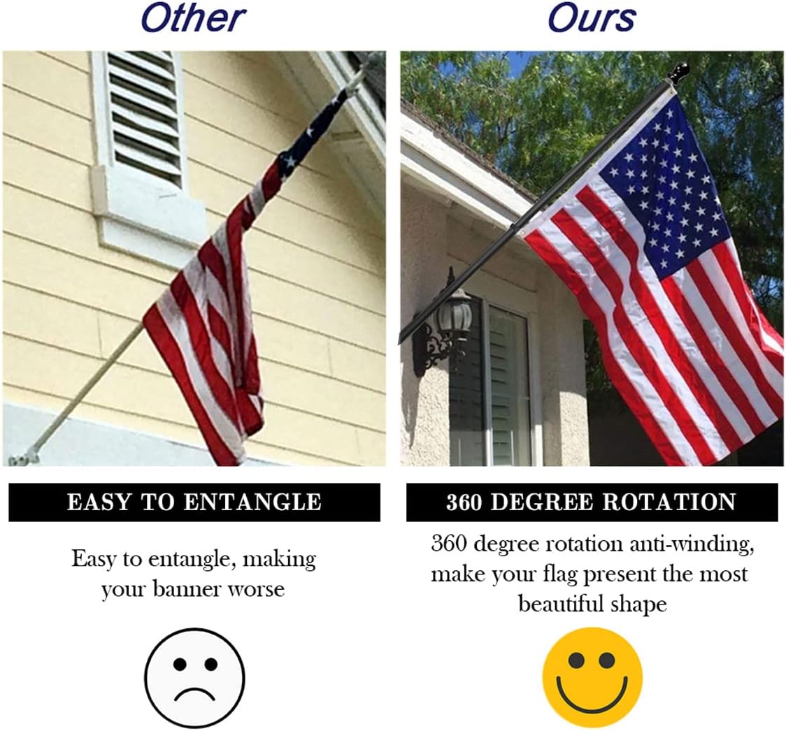 USA Flag Co. Flag Pole Free-Spin Anti-Wrap Residential or Commercial 6ft Outdoor Flagpole (Classic Black)