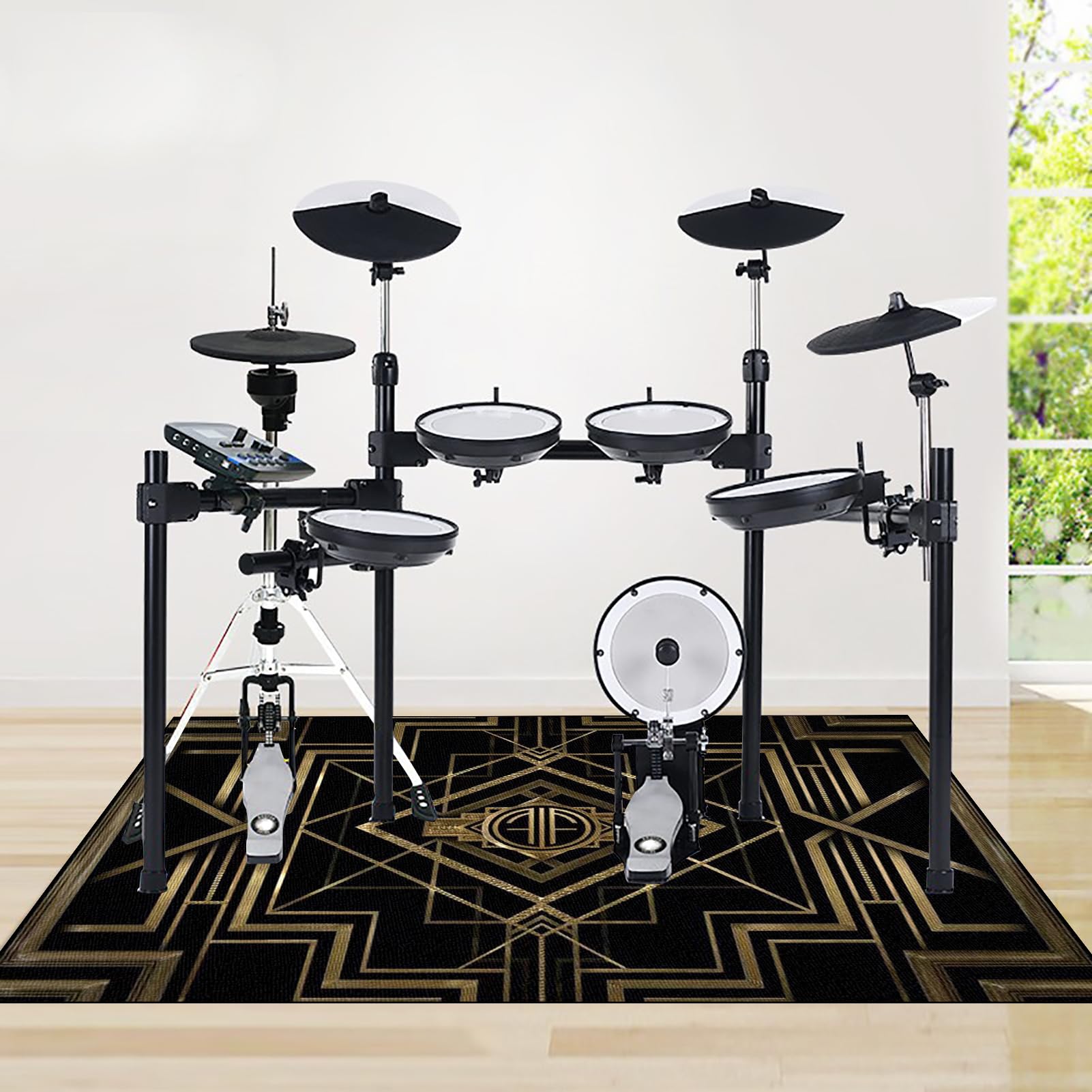 Trommel Teppiche Drum Teppich 160 x 120 cm Schallschutz Teppichmatte Drum Rug rutschfeste Drum Matte für Akustik Schlagzeug Drum Kits Bass Drum Elektronisch Snare Klavier Musikinstrumente Teppich