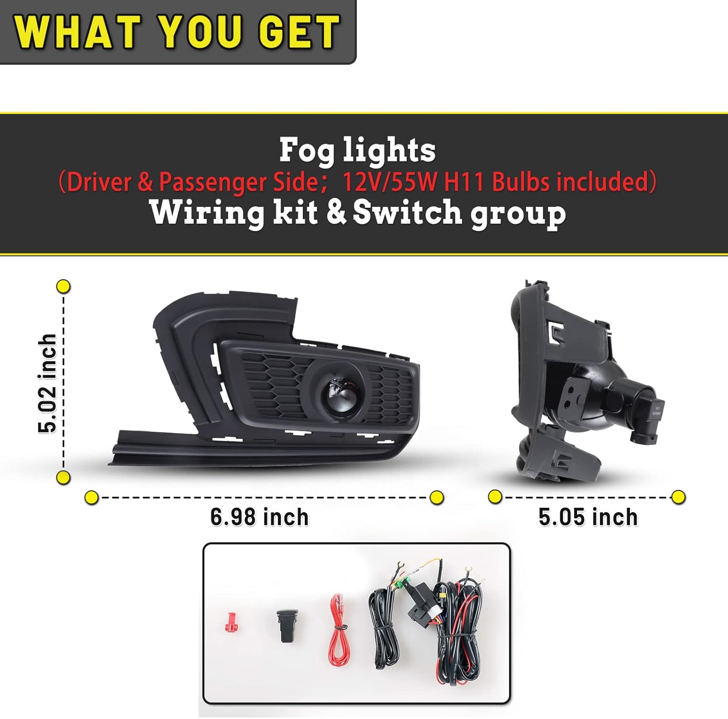 AUTOWIKI Fog Lights Lamps compatible for Chevrolet Cruze 2015 with Facelift Bumper Only 2016 Chevrolet Cruze Limited Driver Passenger Replacement 12V/55W H11 Bulbs Included