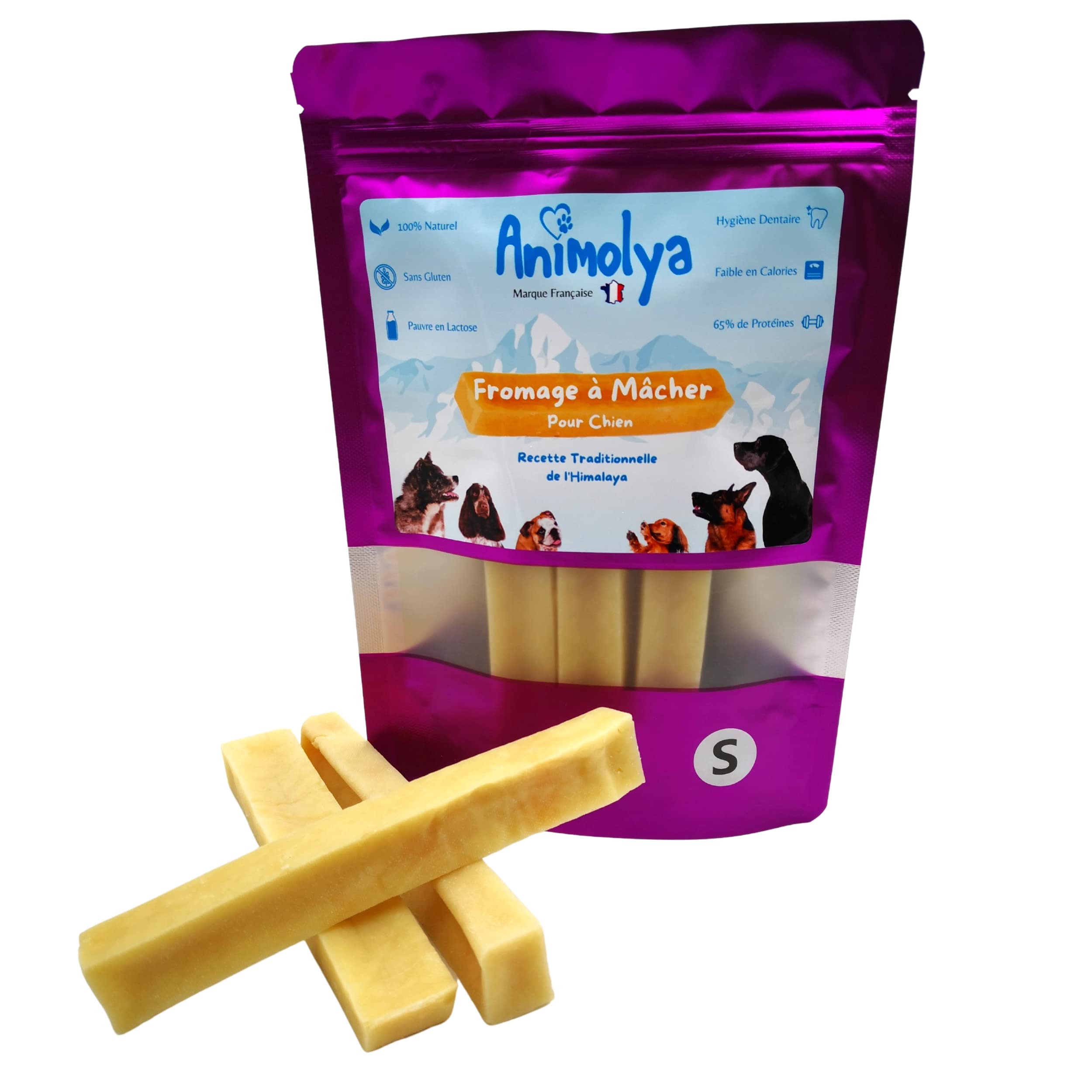 Friandises pour Chien - Bâton de Fromage à Mâcher - 100% Naturel - Barre Résistante - Occupation et Mastication - Hygiène Dentaire - Os Ludique et Sain (Taille S - Lot de 3)