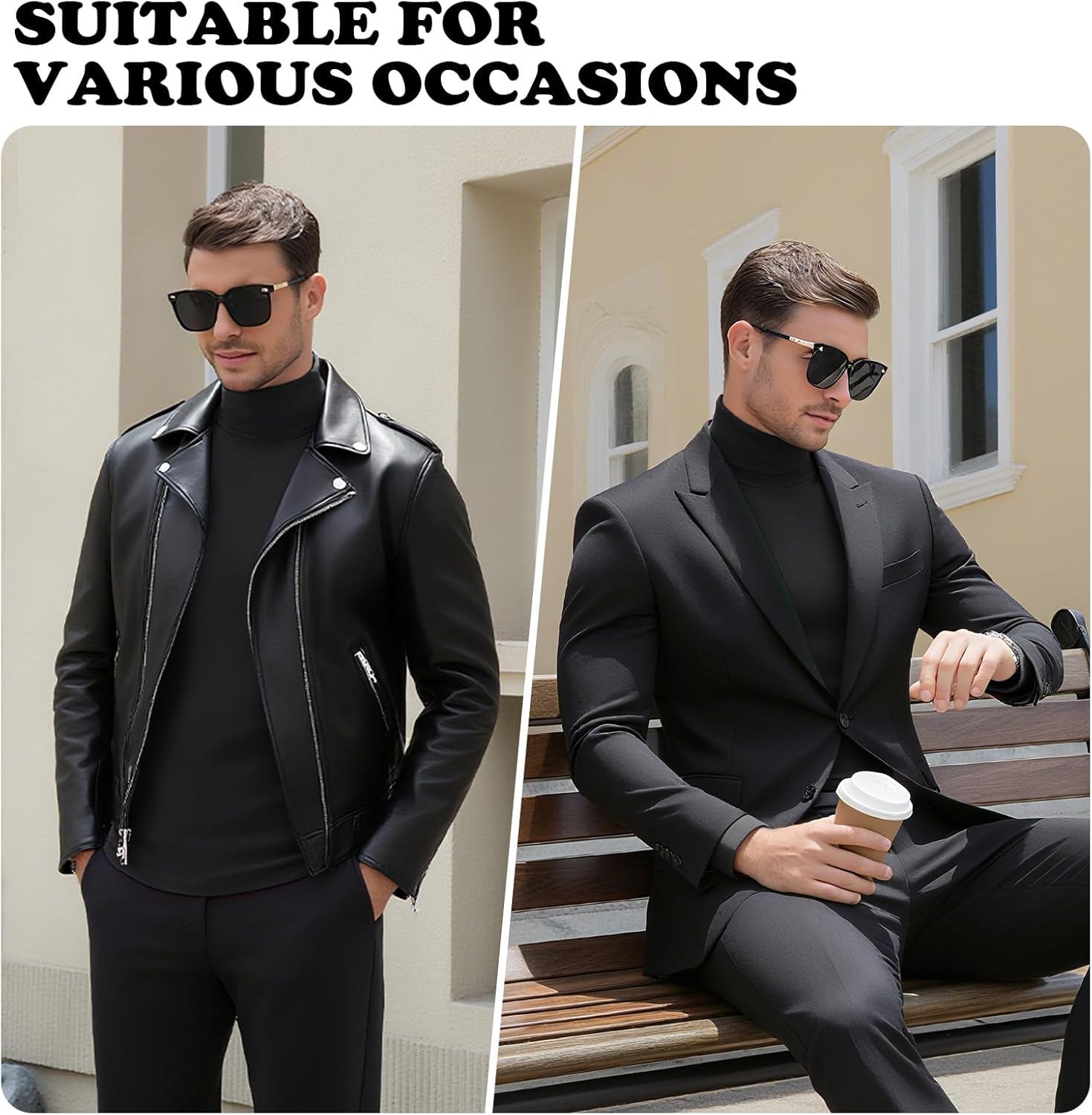 Men's Turtleneck Casual Basic High Neck Long Sleeve T Shirts Half Neck Lightweight Pullover Sweater - Image 6