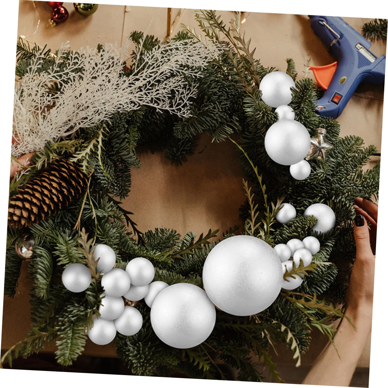 50 Boules De Mousse Blanche 6 Cm - Pour Déco Noël, Mariage, Bricolage, Modélisme - Artisanat Créatif