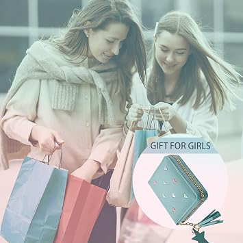Women's Wallets, Heart-Pattern Wallet for Women with Small Coin Pouch, Womens Leather Wallet Card Holder Ladies Wallets with Card Slots& Star Pedant (Blue, S)