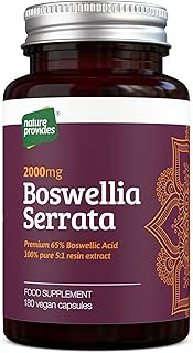 PURE High Strength Boswellia Serrata capsules 5:1 Extract 2000mg | 180 Vegan Caps - 6 Months supply | 65% Standardised Boswellic Acid, Indian Frankincense | Anti Inflammatory | UK made