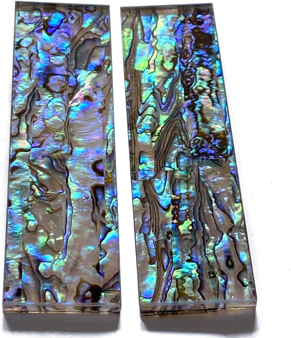 1Pair Natural Pura Abalone Shell Knife Handle Inlay Material Scale Blank Grip Sheet - 33x118x6mm