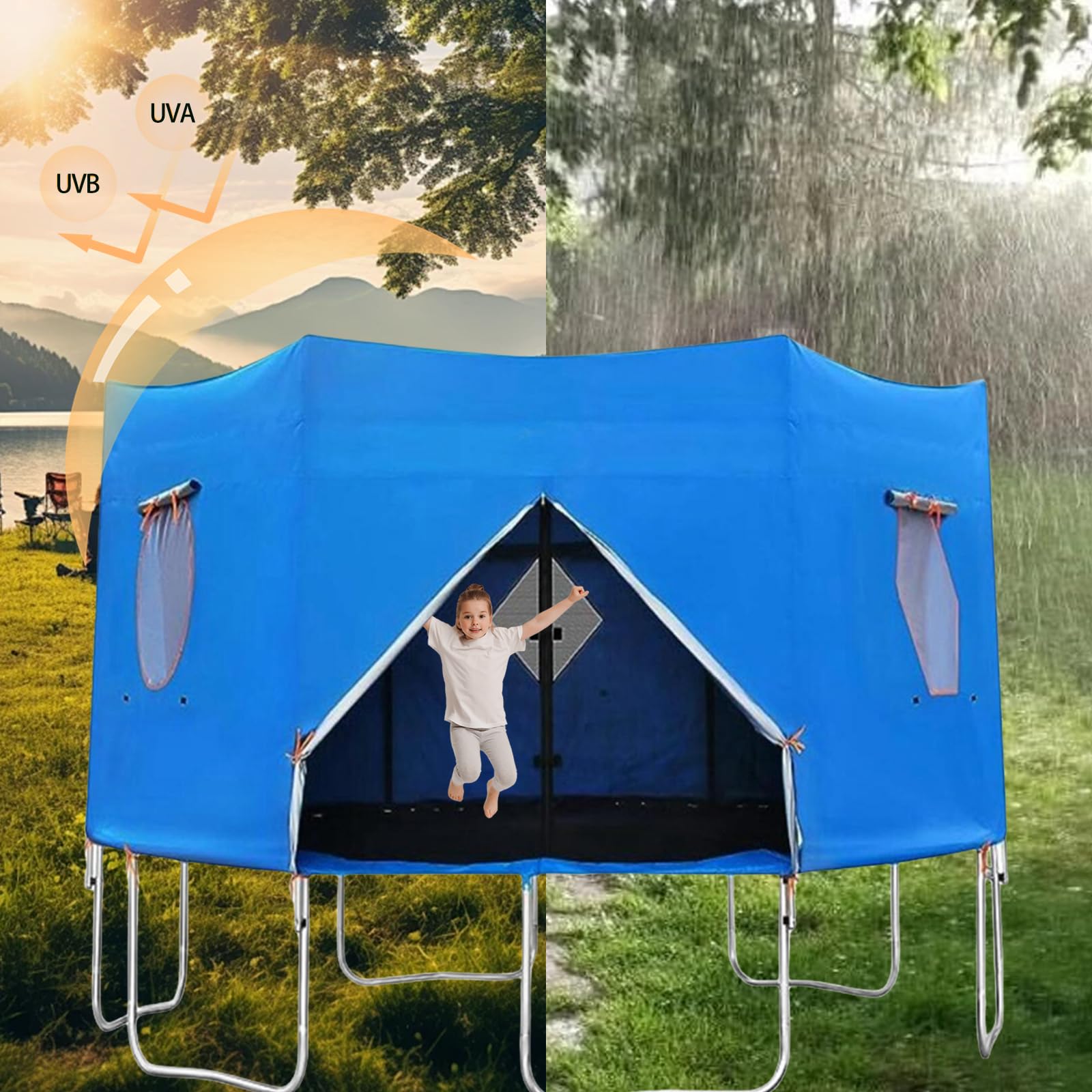Tenda Telo Protettivo Copertura per Trampolino Elastico (183/244/306/366/427cm) Tenda di Protezione dalle Intemperie per Tappeti Elastici | Resistente ai Raggi UV, Parasole (Verde,8FT-6 2.44m)
