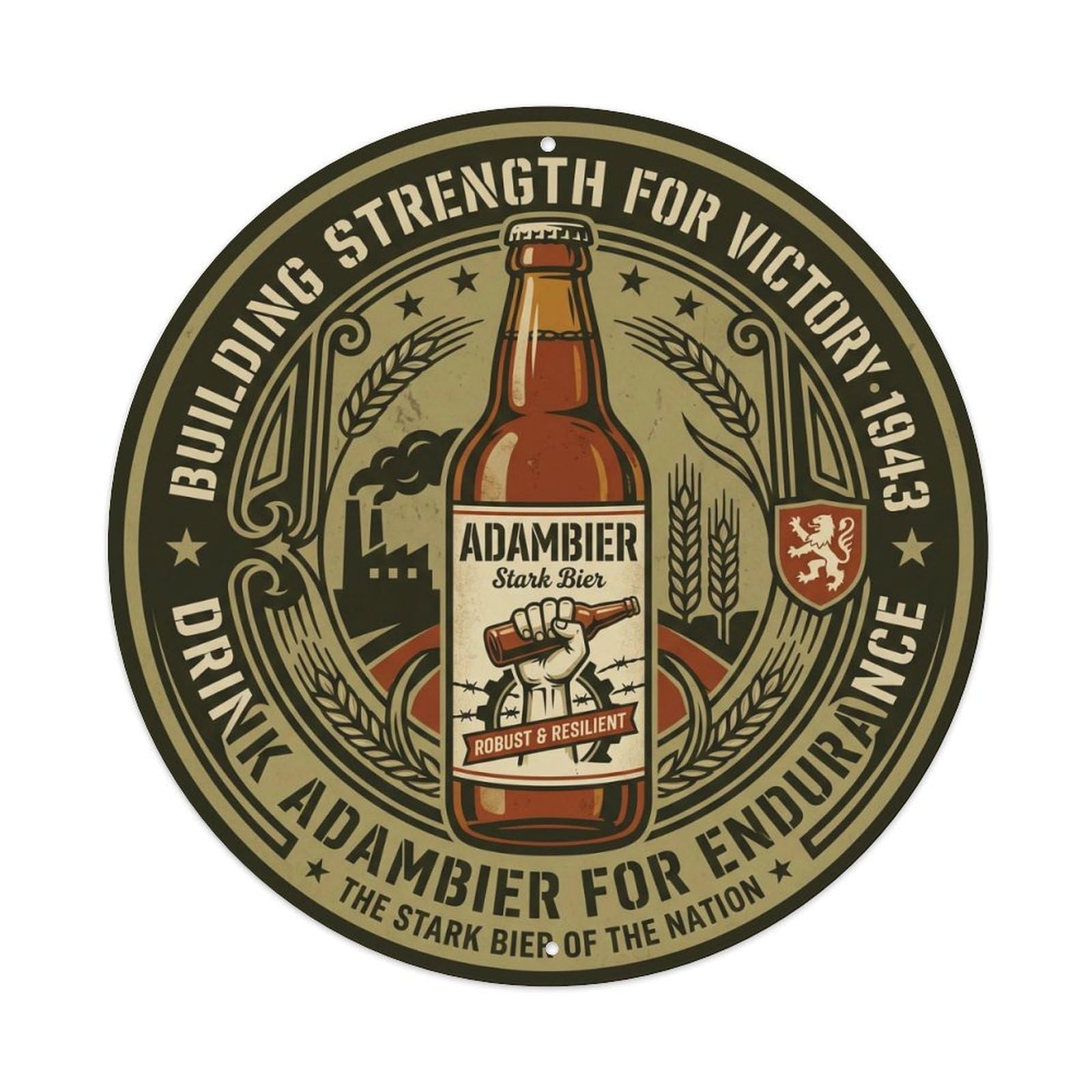 Rustic German Adambier Historic Ale Beer Tavern Culture Metal Tin Sign