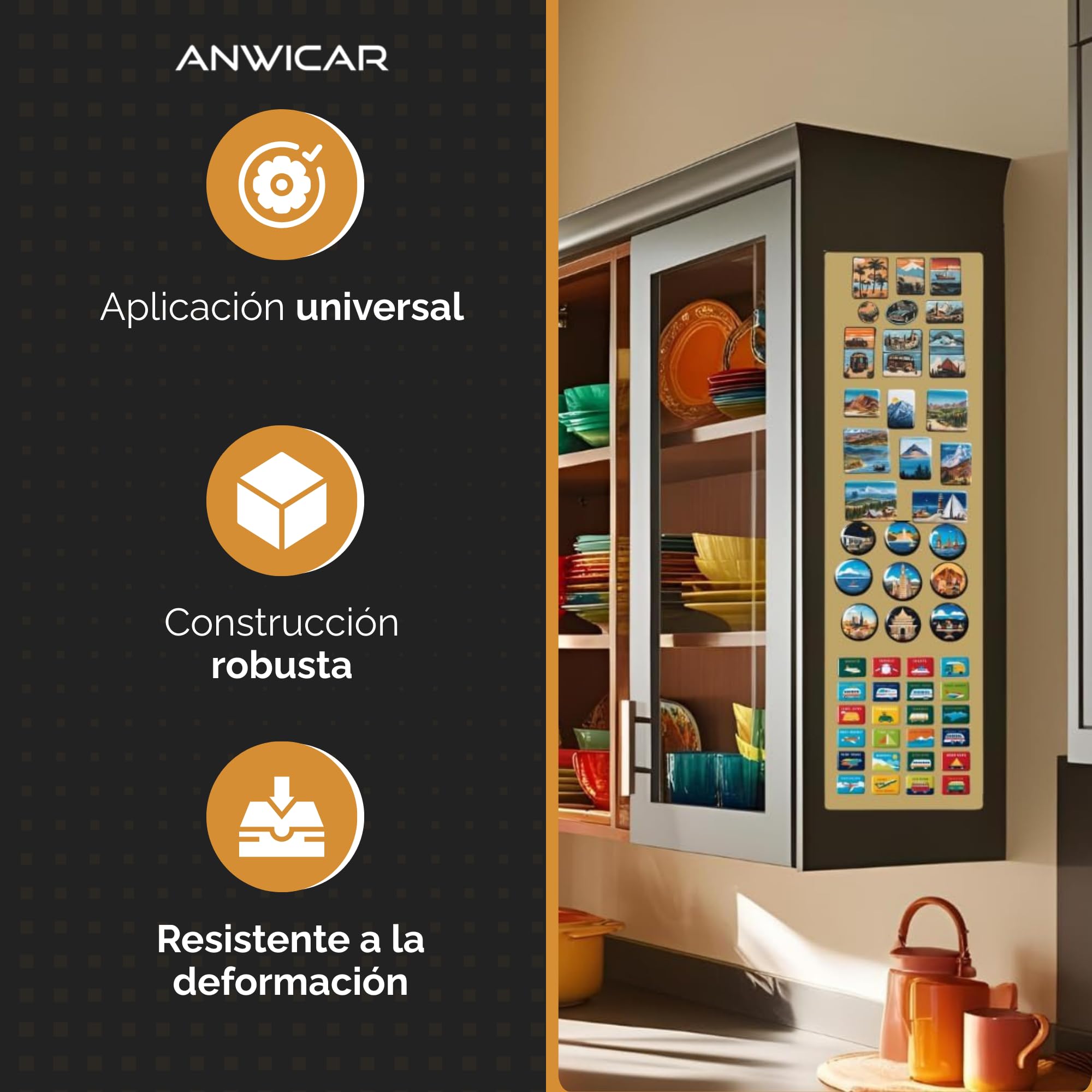 Pizarra Magnética - Tablero magnético de 50x50 cm de acero - Ideal para imanes y notas - Pizarra magnética para escribir - incl. kit de montaje - Negro