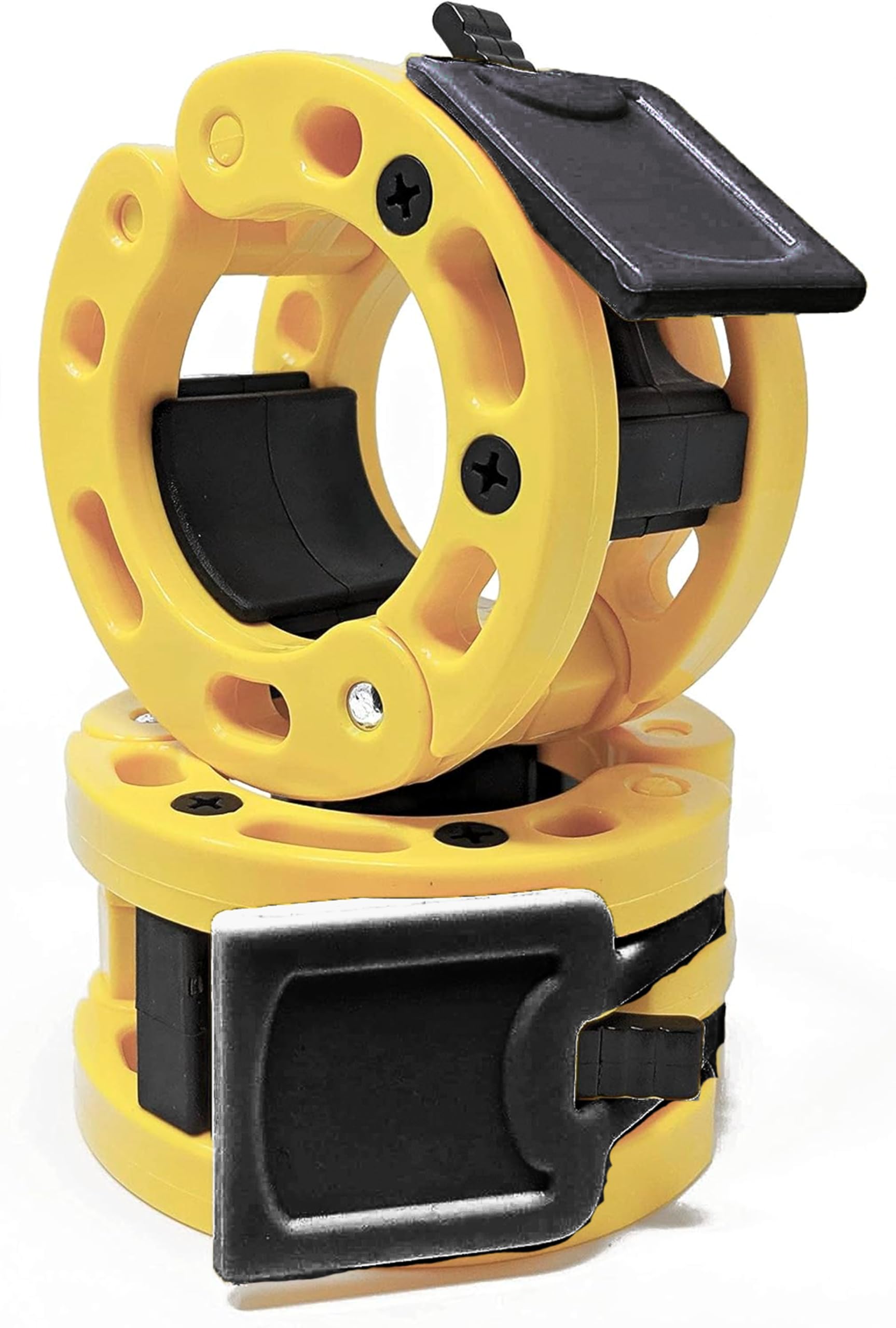 Clout Fitness Coppia di morsetti per bilanciere olimpico, a sgancio rapido, per bilanciere da 5,1 cm (Bumblebee)
