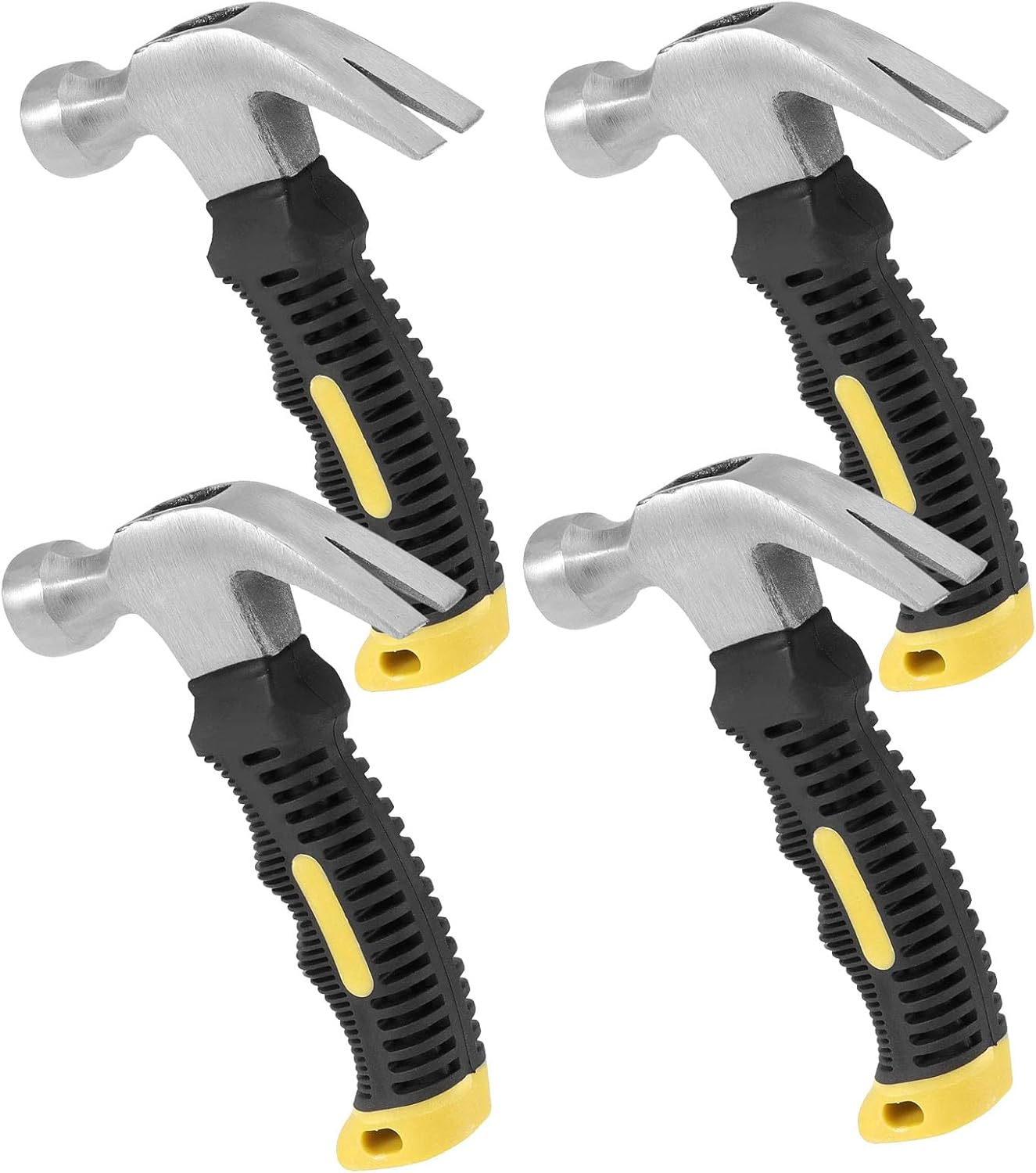 4 Pack 8 Oz Stubby Claw Hammer, Multifunction Small Mini Hammer, Bright Polished Head and Soft Comfort Grip Handle, Non Slip Nail Hammer for Household DIY Maintenance