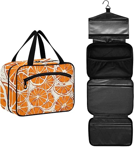 Miniatura 2 de Vintage naranja colgante kit de afeitado bolsa de viaje con gancho, diseñador lindo artículos de tocador bolsa para adultos gimnasio bolso para