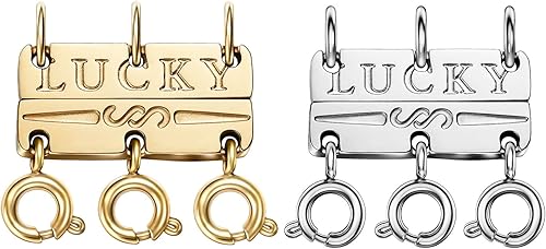 Miniatura 7 de OHINGLT Separador de cierres de capas para collar de la suerte, apilable, chapado en oro de 14 quilates y plata, múltiples cierres de collar