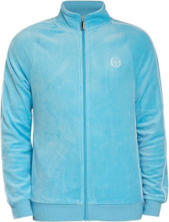Sergio Tacchini Men's Tasso Velour Track Jacket, Baltic Sea/White