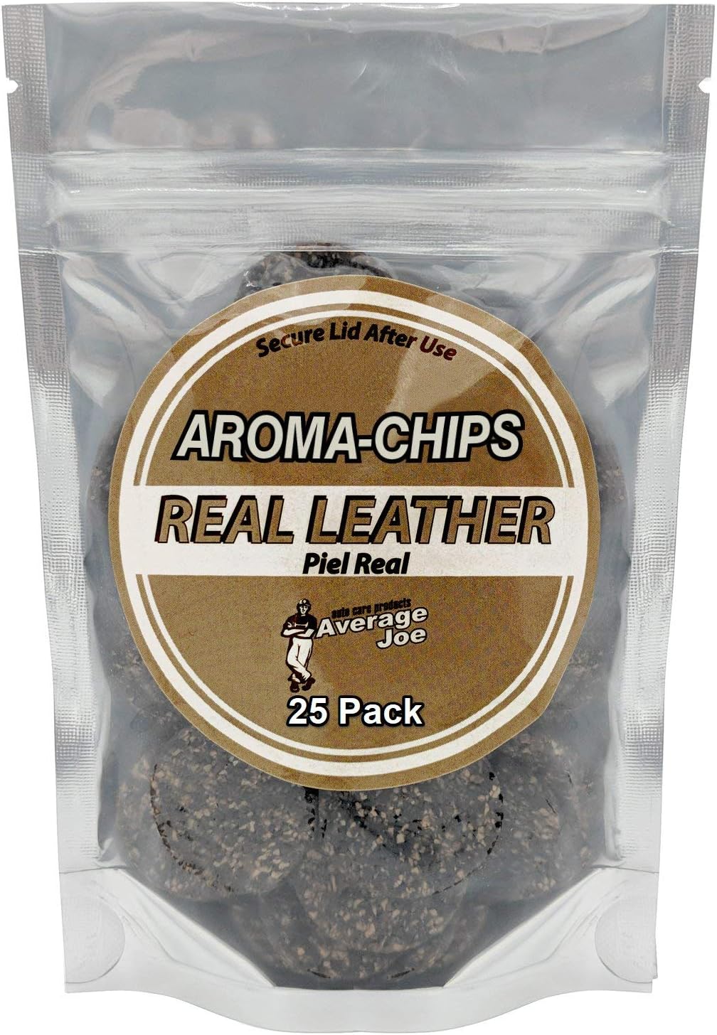 Real Leather Scent (25 Pack) Car Air Freshener Chips with 2 Vent Clips Odor Removing, Long Lasting