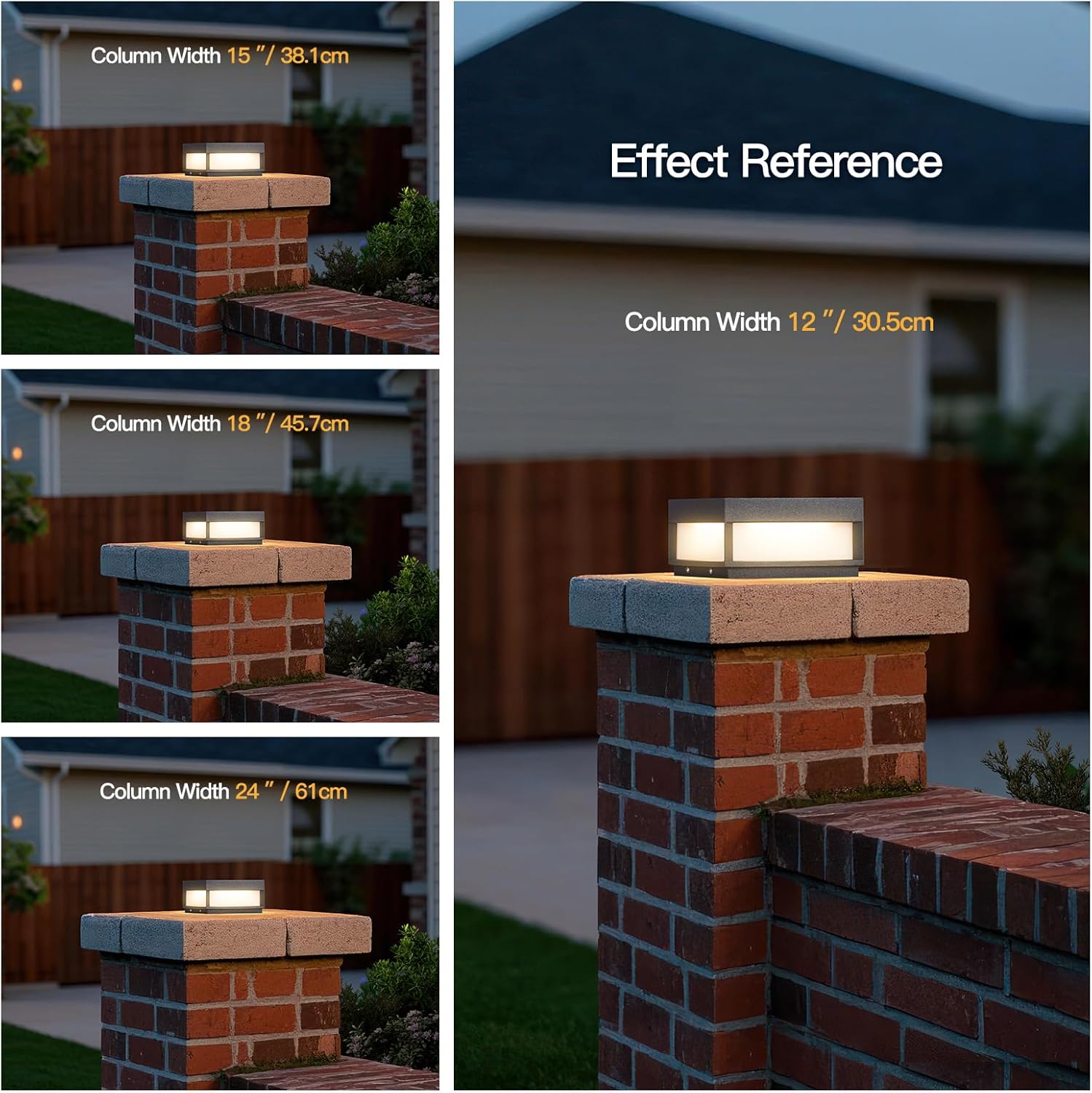 MVBT 7.9" Outdoor Post Lights Hard Wired, Square Pillar Lights Outdoor, AC100-240V Exterior Column Light, Modern Post Light Waterproof, 3000K LED Column Lamp for Patio Gate Fence Driveway Posts