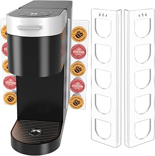 NiHome Clear Acrylic Coffee Pod Holders for K-Cup Pods, Compact Coffee Capsule Organizer for Keurig,Walls,Cabinets,Refrigerators, Space-Saving K Cup Storage Holds 10 Pods, 2 PCS