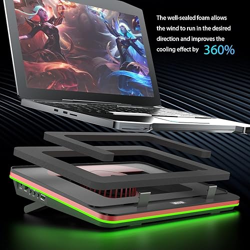 Miniatura 3 de GT500 Potente turboventilador (5000 RPM) RGB para laptop con velocidad infinitamente variable, espuma de sellado para laptop de juegos de