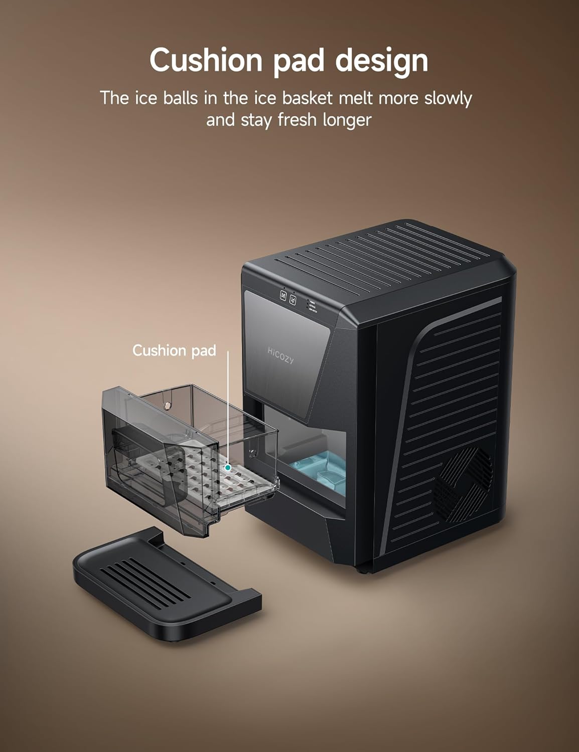 HiCOZY B1 2" Clear Ice Ball Maker Countertop,Sphere Ice Maker with IcyGem Technology, 2 Big Balls in 60Mins,40 pcs/Day, Self-Cleaning Ice Machine with Ice Tong for Cocktails, Whiskey & Bourbon