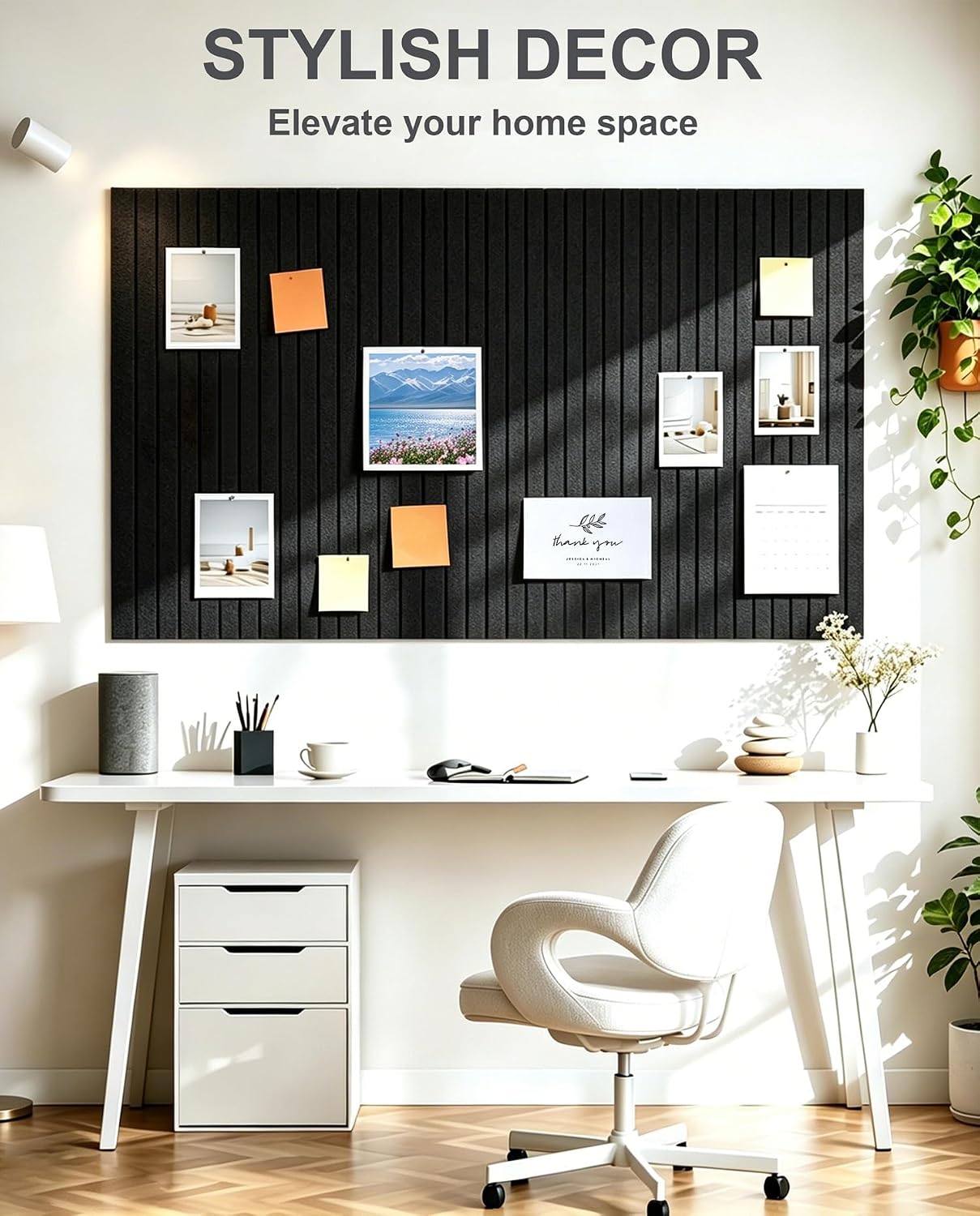 0.47" Thick Felt Pin Board 36"x24" Large Cork Board Alternative 6 Pack 11.81"x11.81"Felt Bulletin Board Wall Tiles Notice Board with 30 Pushpins for Home Office School(Fine-Black)