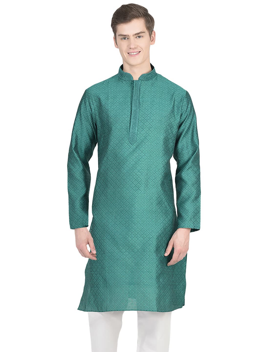 SG LEMAN Knee Length Solid Kurta for Men | Silk | Long Sleeve | Ethnic Wear for Men | Party and Weeding wear Kurta Set