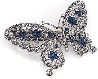 Horquilla para el pelo con diseño de mariposas, color azul