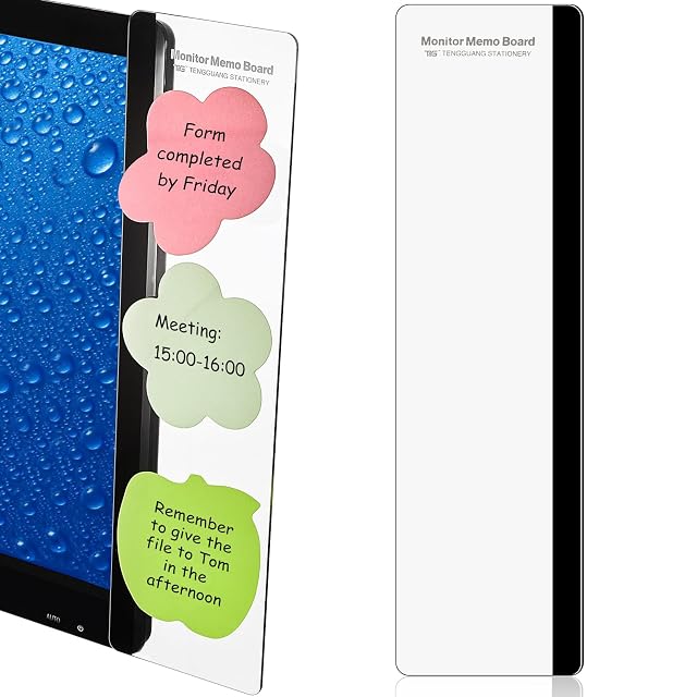 Zonon 2 Pieces Monitor Memo Board Memo Boards for Computers Transparent Acrylic Monitor Side Panel Office Desk Accessories