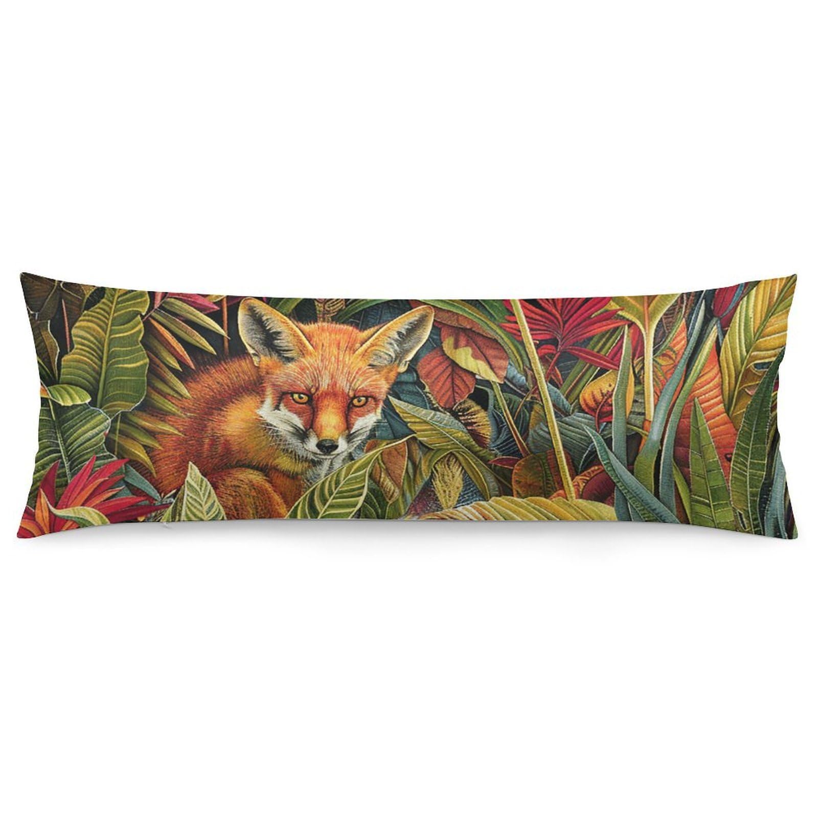 2 Pack Pillow Cases for Hair and Skin, Soft Breathable Pillow Case Covers with Hidden Zipper, Vibrant Leaf Pattern Pillowcase 20"x54" Pillow Covers for Sleeping Gift