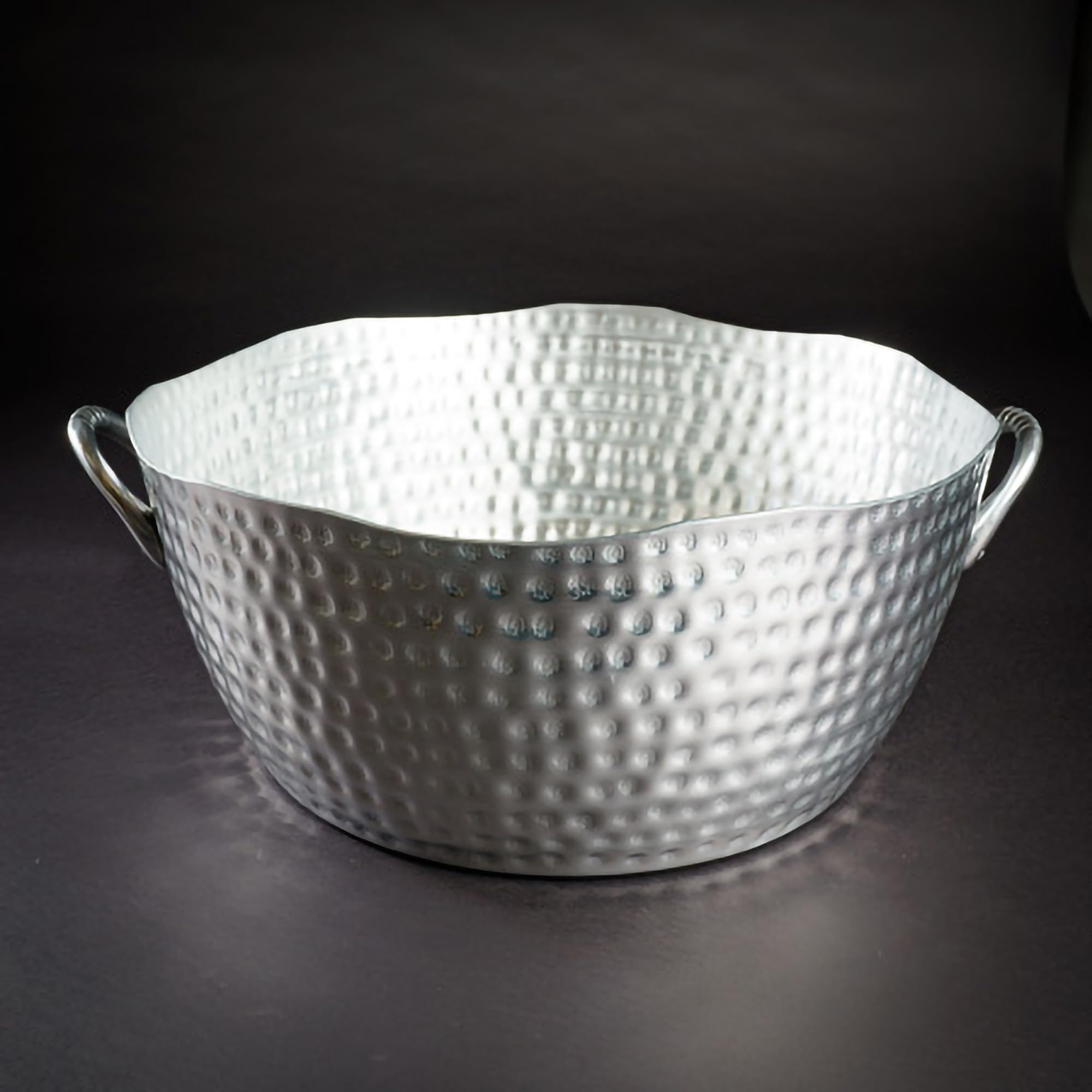IHI Est. 1995 Round Hammered Design - 18.5 x 16 x 7 Inch Polished Metal Aluminum Beverage Tub