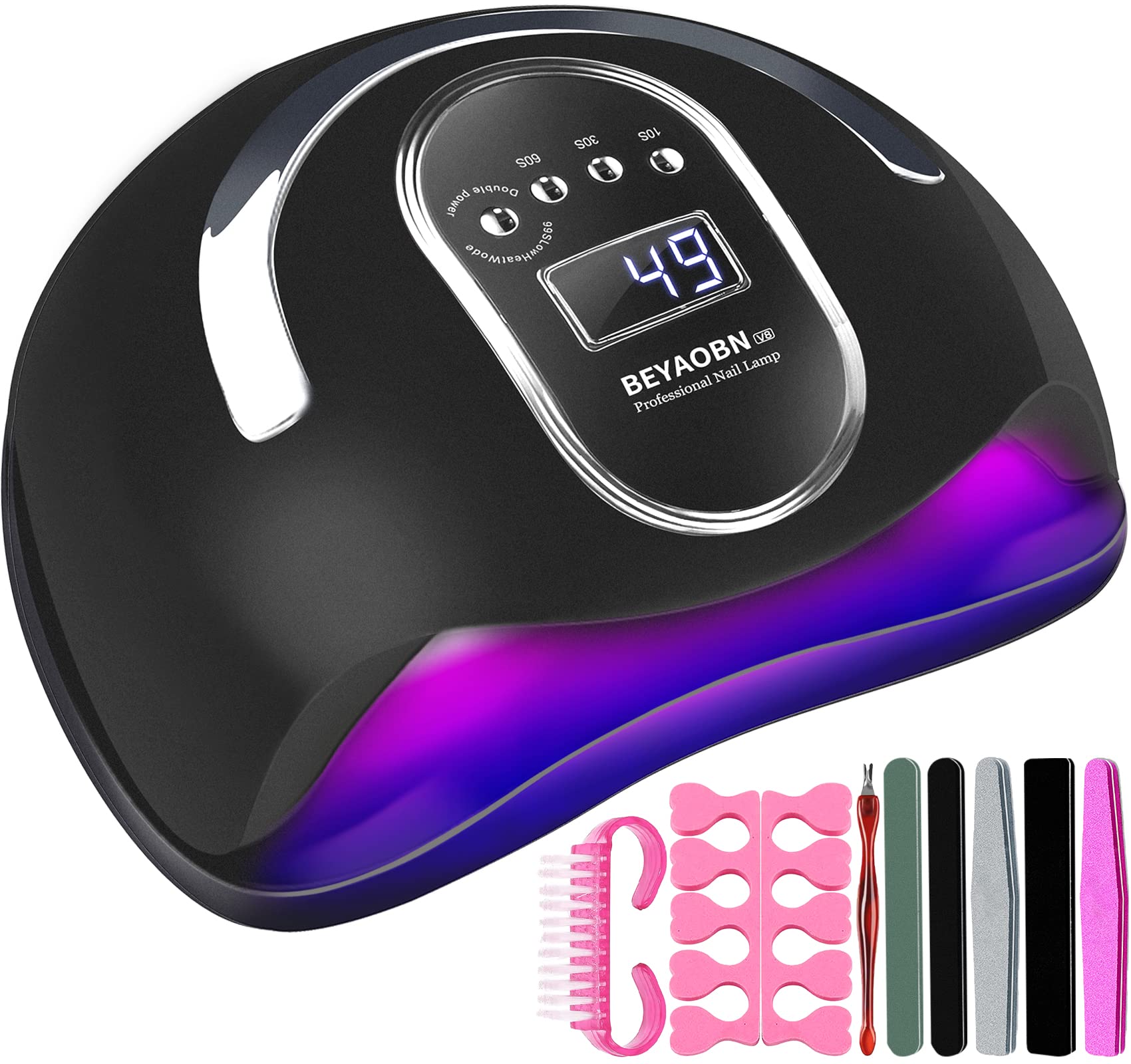 Lampada UV LED Lampada Unghie 168W Professionale, 4 Timer con 10s/30s/60s/99s, Fornetto per Manicure/Pedicure Permanente Smalto Semipermanente, Display LED Automatico Sensore