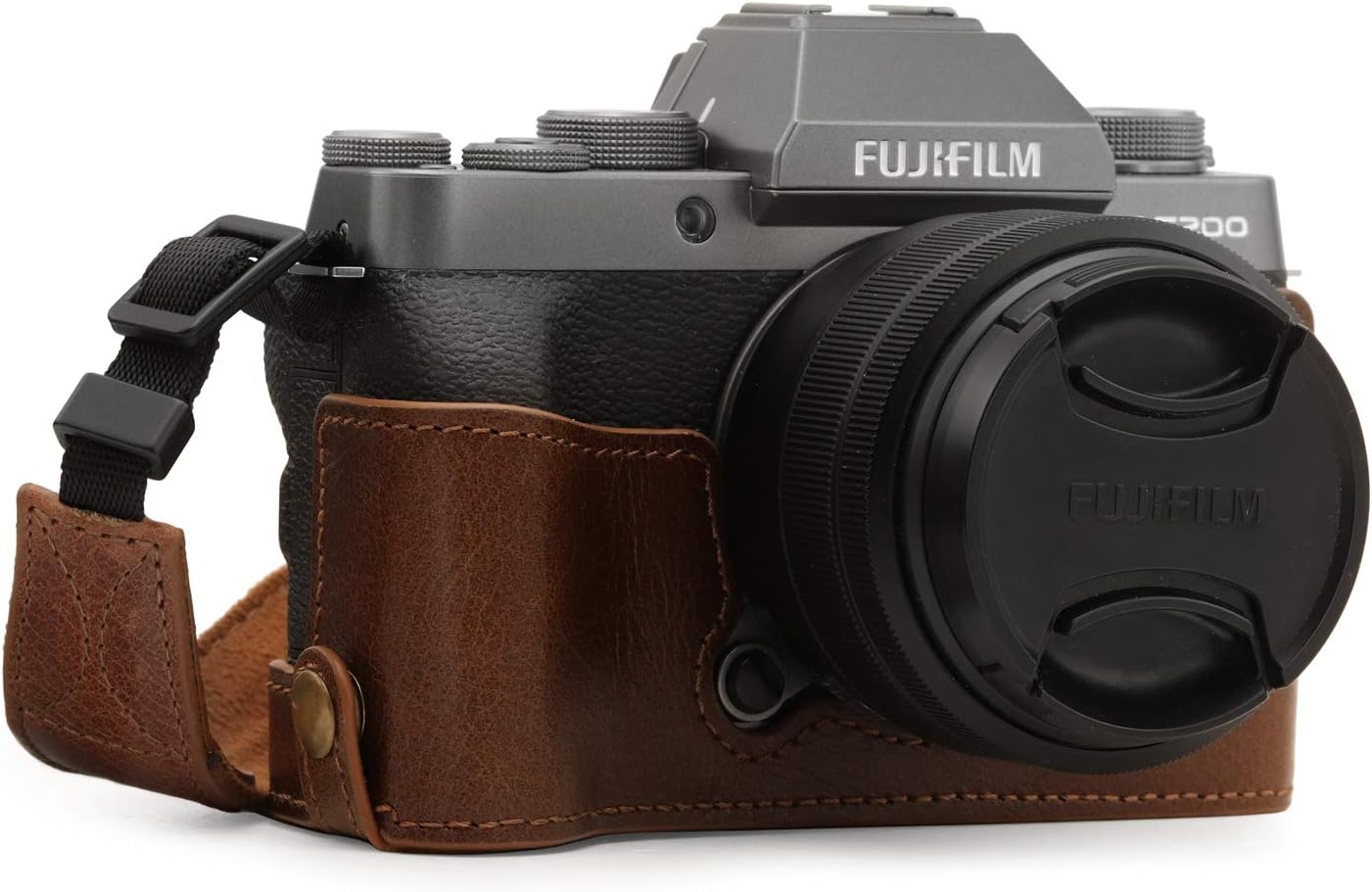 MegaGear Ever Ready Genuine Leather Camera Half Case compatible with Fujifilm X-T200