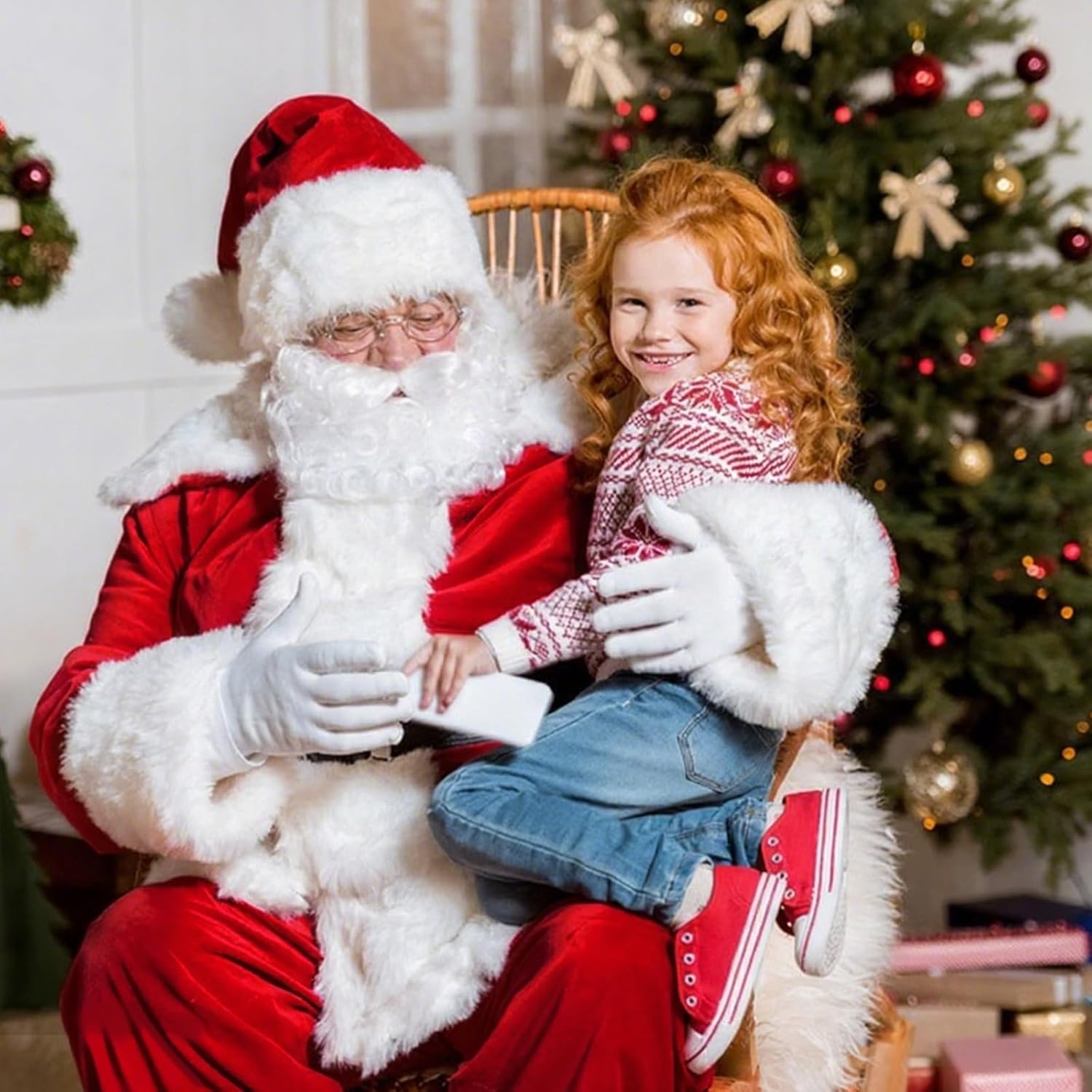 Christmas Green Costume Adult -8-Piece Set, Funny Santa Costume For Men,Deluxe Plush Santa Outfit - Image 6