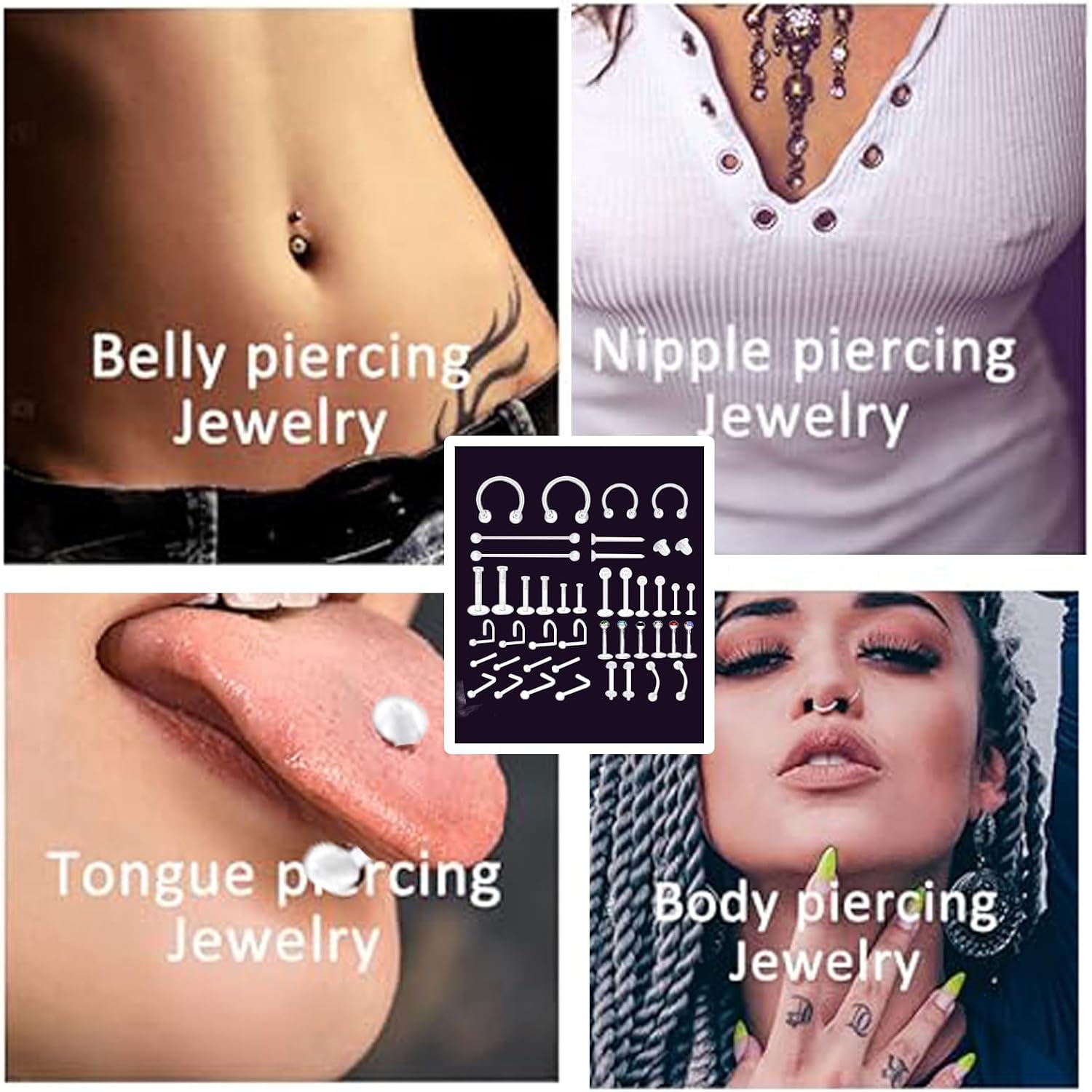 44pcs Clear Piercing Retainers Acrylic Invisible Surgery Nose Rings Stud Lip Cartilage Tragus Labret Ring Studs Rhinestone Jewelry Tongue Barbells Belly Earrings for Daily Wearing Work