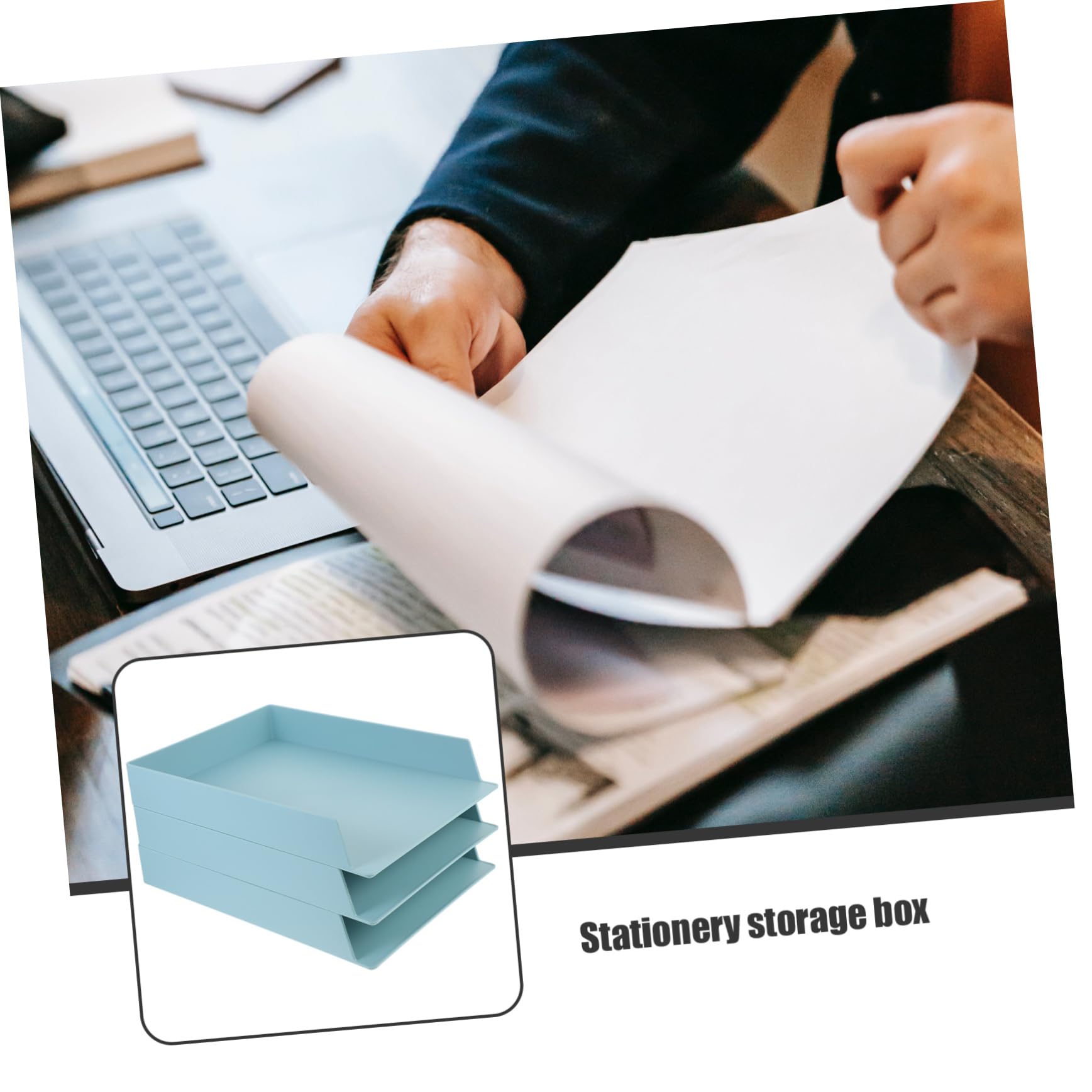 SHINEOFI 3 Stück Stapelbare Ablagefächer aus Abs Schreibtisch Organizer für A4-dokumente Große Aufbewahrungsbox für Büro und Arbeitszimmer