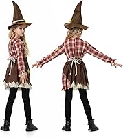 Vista 6 de LMYOVE Disfraz de espantapájaros para niñas, disfraz de espantapájaros para Halloween