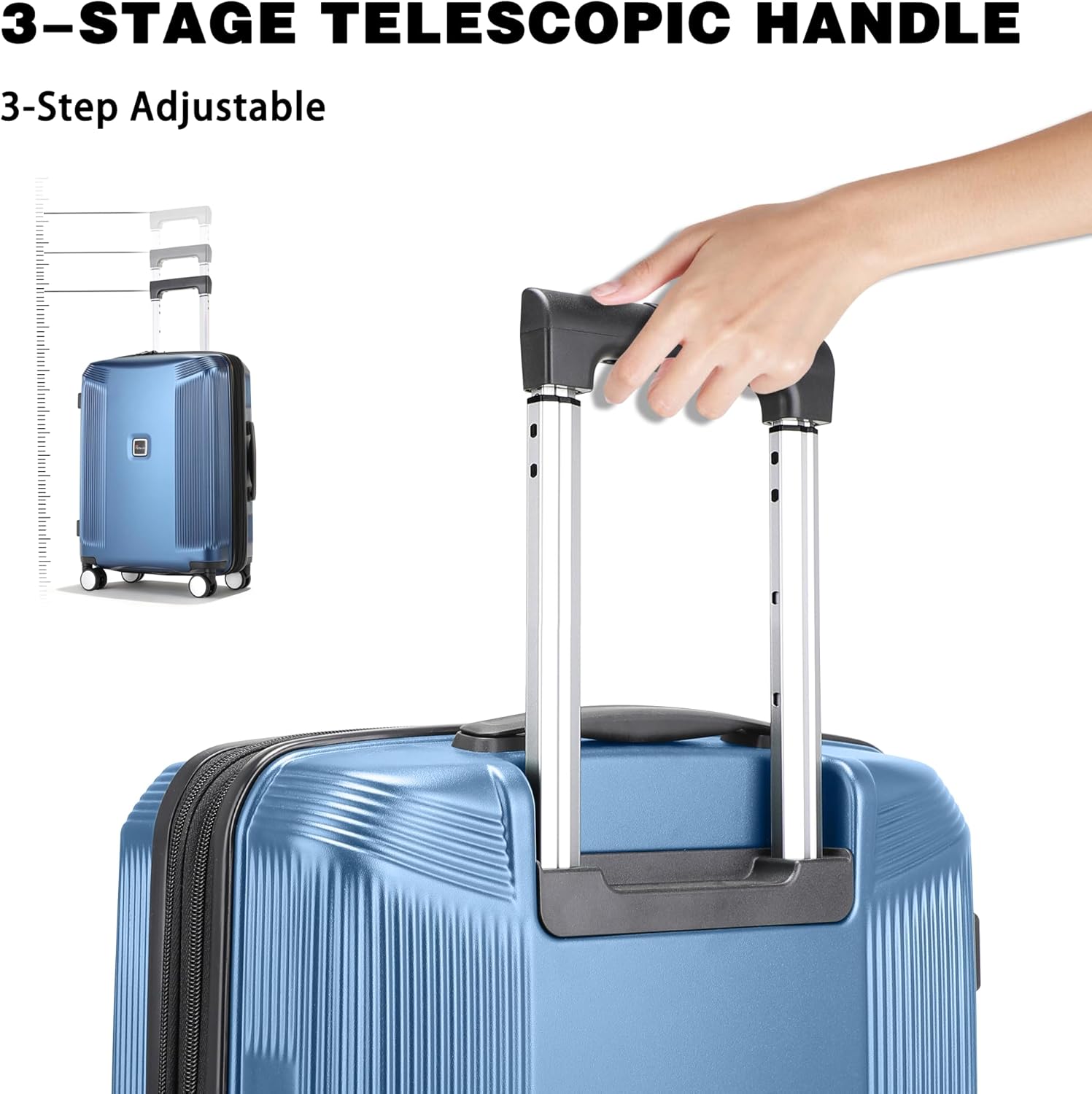 28 Inch Luggage with Spinner Wheels, Lightweight Expandable PC Hardside Large Checked Luggage with TSA Lock, Durable Rolling Suitcase, Blue - Image 5