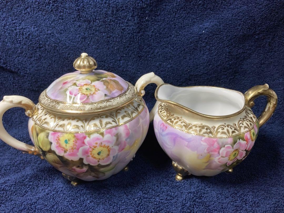 Amazon.co.jp: 豪華 オールドノリタケ 金盛花柄のシュガーポット  