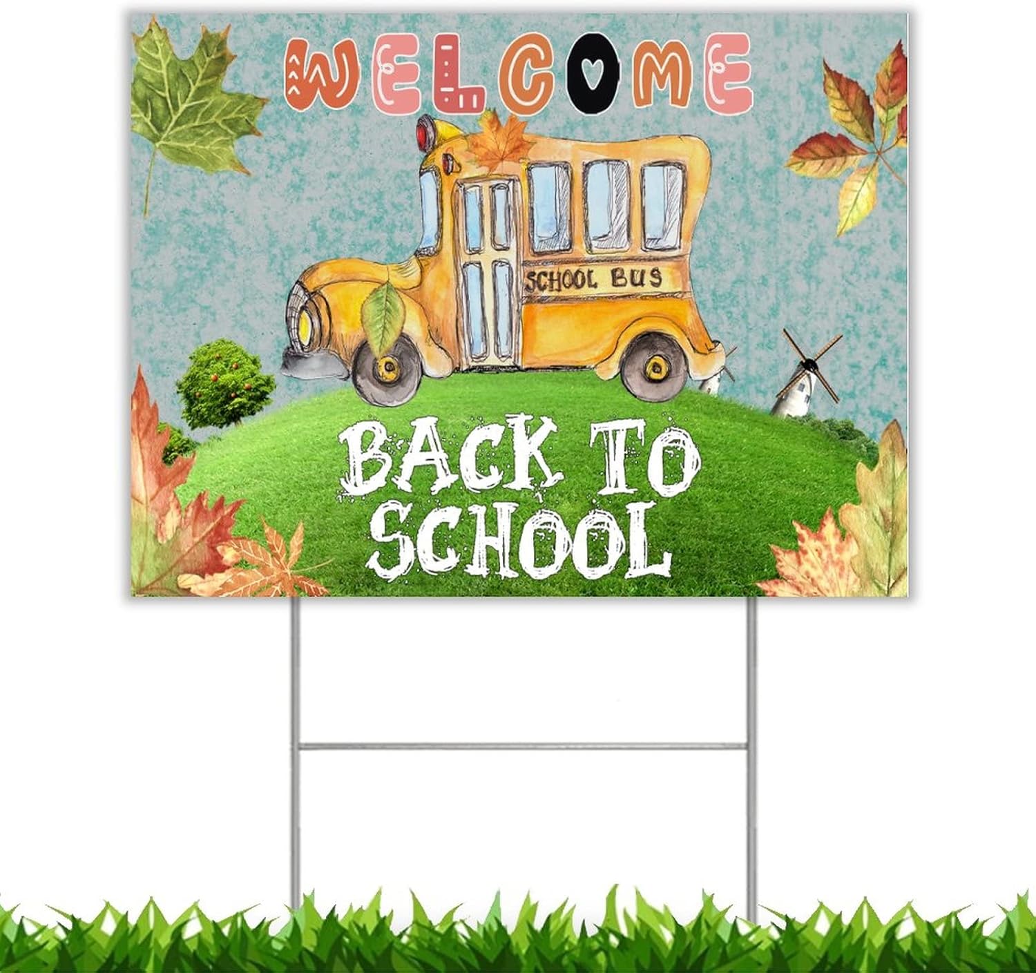 Back to School Blank Lawn Signs with Stakes 18x24 Inchinch