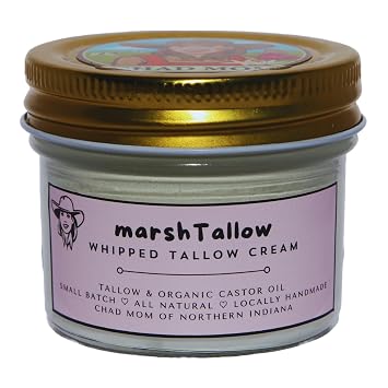 Whipped Tallow Cream Organic Tallow Skin Moisturizer with Castor or Jojoba Oil - 3oz - marshTallow