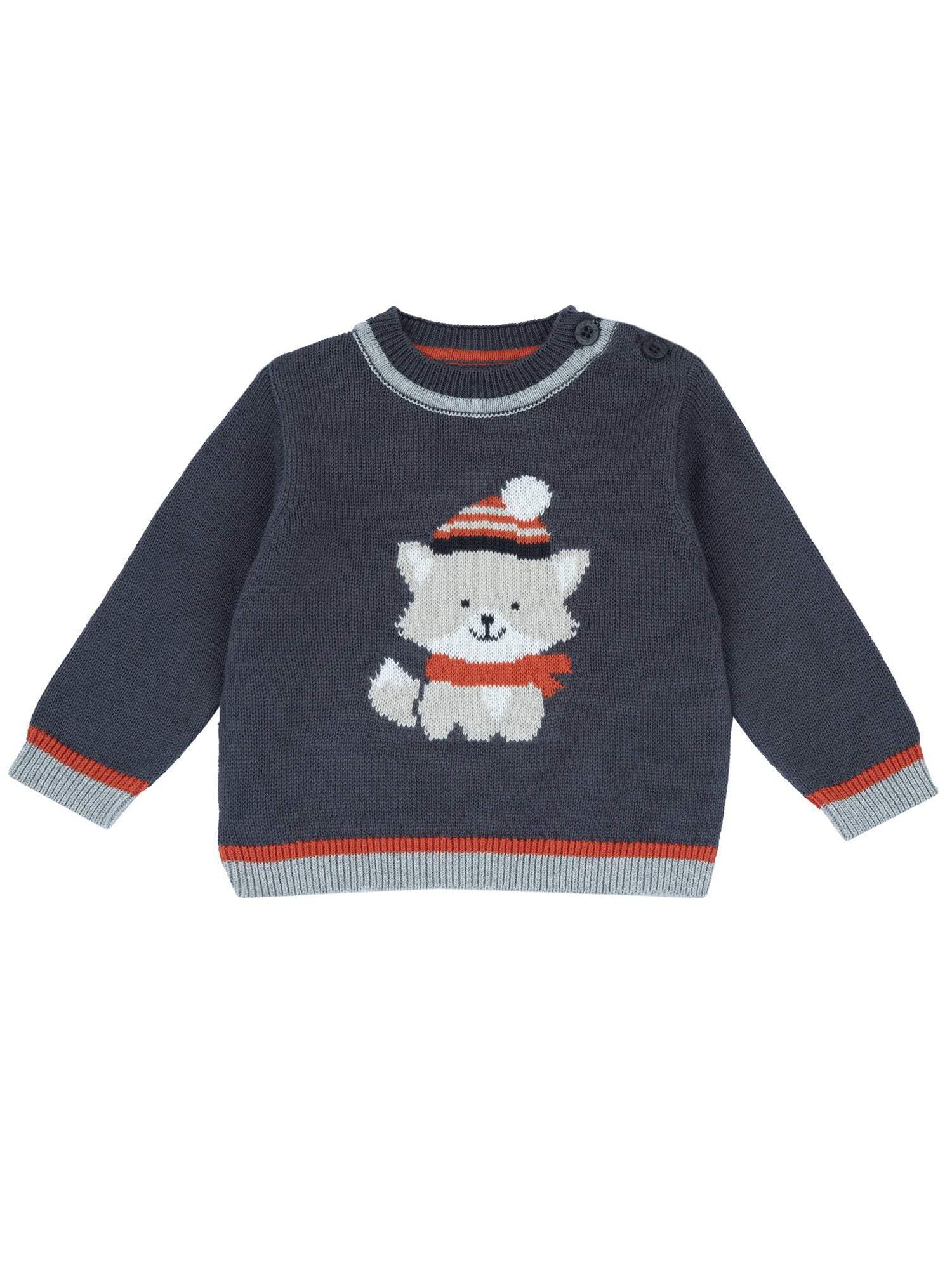 Pull en coton Chicco gris fini le change difficile avec l'ouverture épaule - 3
