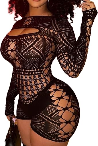 XIUSEMY Woman Lingerie Bodysuit Fishnet Bodystocking Bodycon Romper