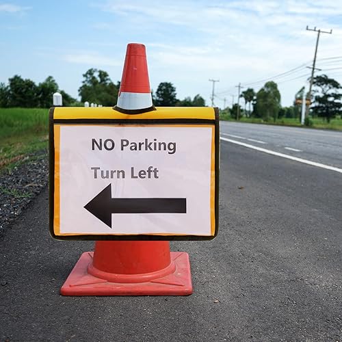 Miniatura 5 de Juego de 12 fundas para cono de tráfico para precaución, cubiertas de cono de tráfico con bolsillos, funda de señal de mensaje de seguridad para