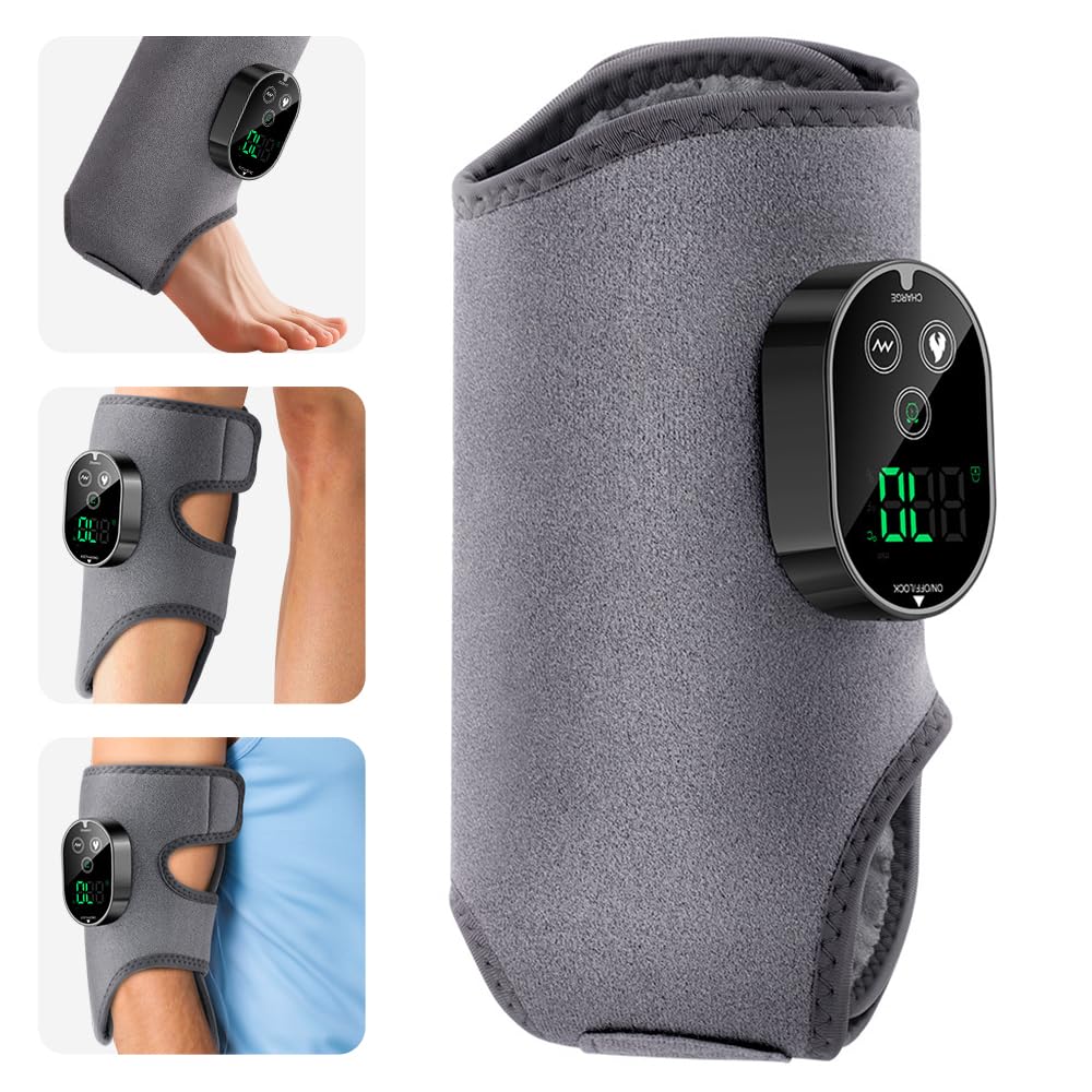 Masajeador de Pies, 4 En 1 Masaje Pies con 6 Niveles de Calor y 3 Modos de Vibración, Inalámbrico Masajeador de Tobillo para Dolor de Talón y Fatiga