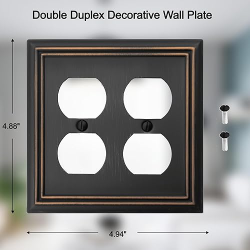 Vista 33 de Placa de pared de metal Adler con cubierta de interruptor de luz de triple palanca, paquete de 2 unidades de bronce envejecido de 3 bandas, cubierta