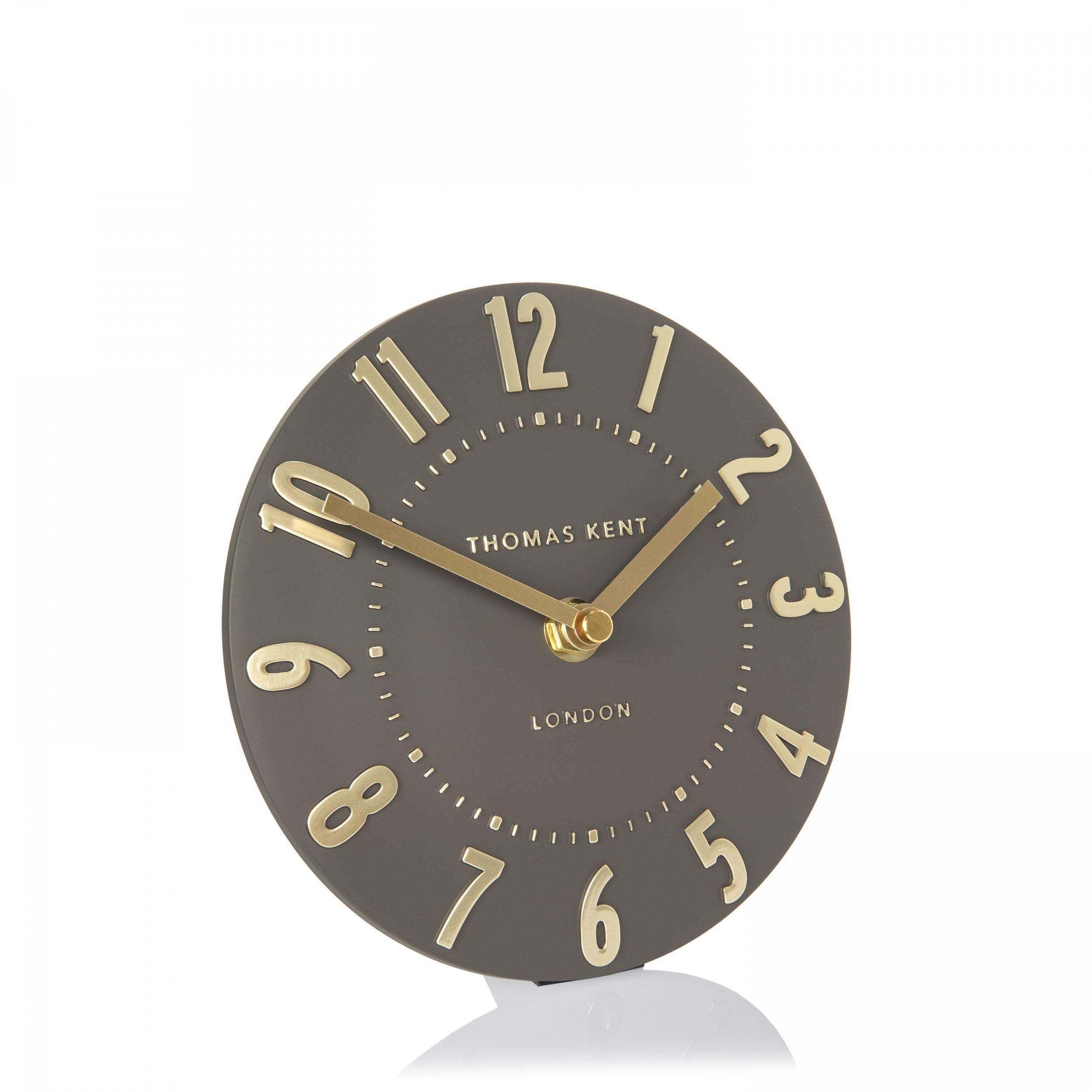 Thomas Kent London Espresso Thomas Kent 6" Mulberry Mantel Clock With Quartz Movement & Embossed Foiled Metallic Numerals