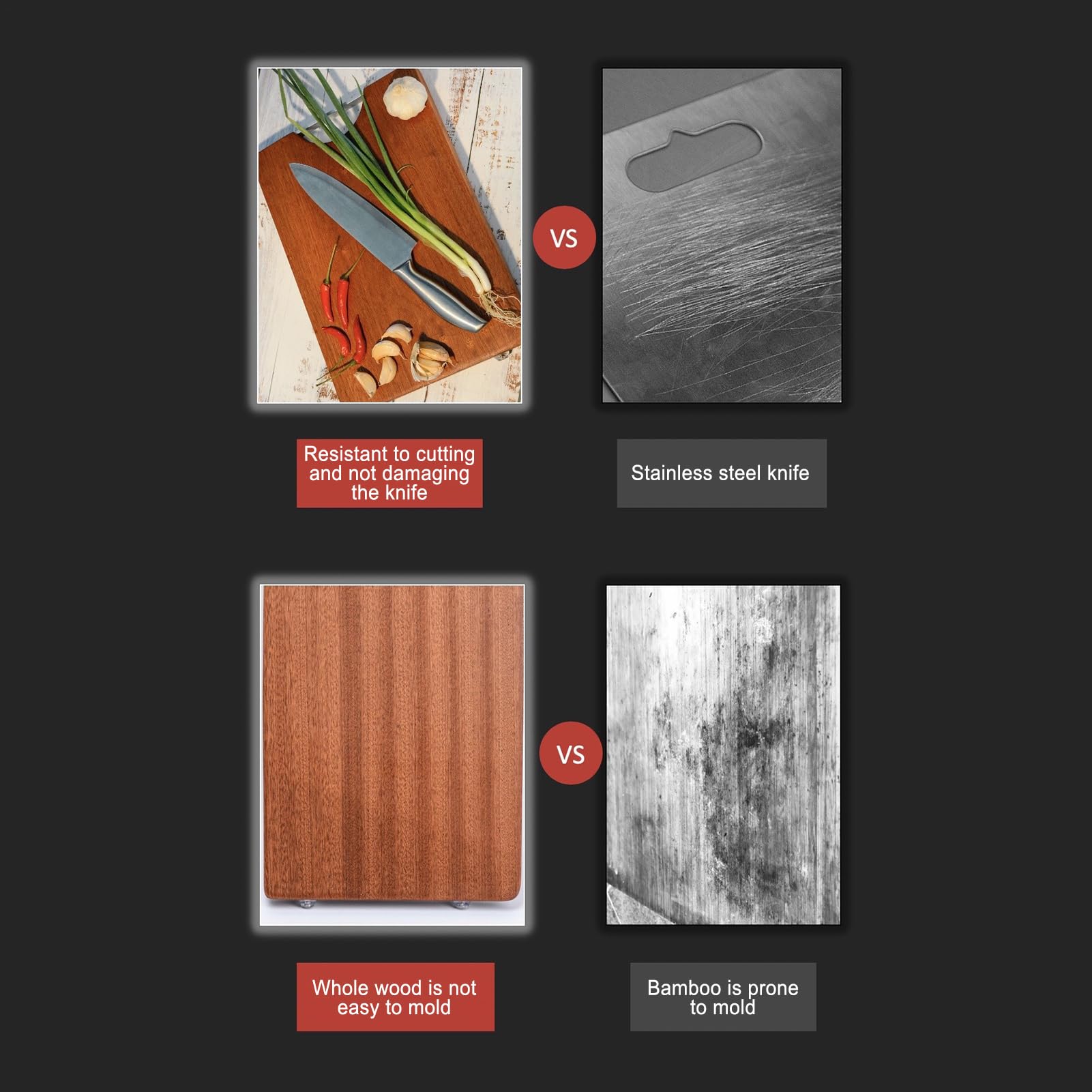cortadora de madera – cocina doméstica, de corte de doble cara, bloque de