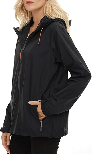 Miniatura 2 de Chaqueta de lluvia para mujer ligera impermeable con capucha cortavientos ajustable rompevientos