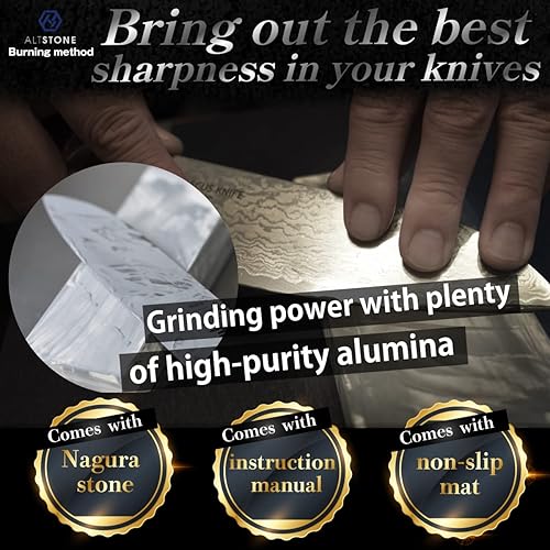Miniatura 2 de ALTSTONE Piedra afiladora de grano medio 1000 con Nagura planificada por ALTWAYS fabricada por Suehiro en Japón (#1000)